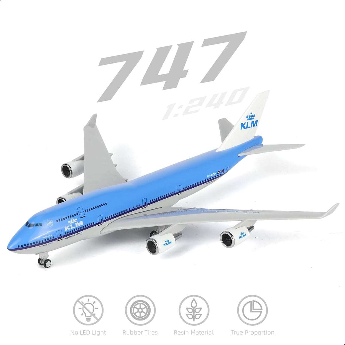 QIYUMOKE 1/240 KLM Boeing 747 Resin Airplane Model with Stand