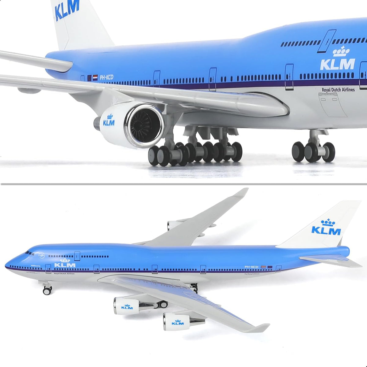 QIYUMOKE 1/240 KLM Boeing 747 Resin Airplane Model with Stand