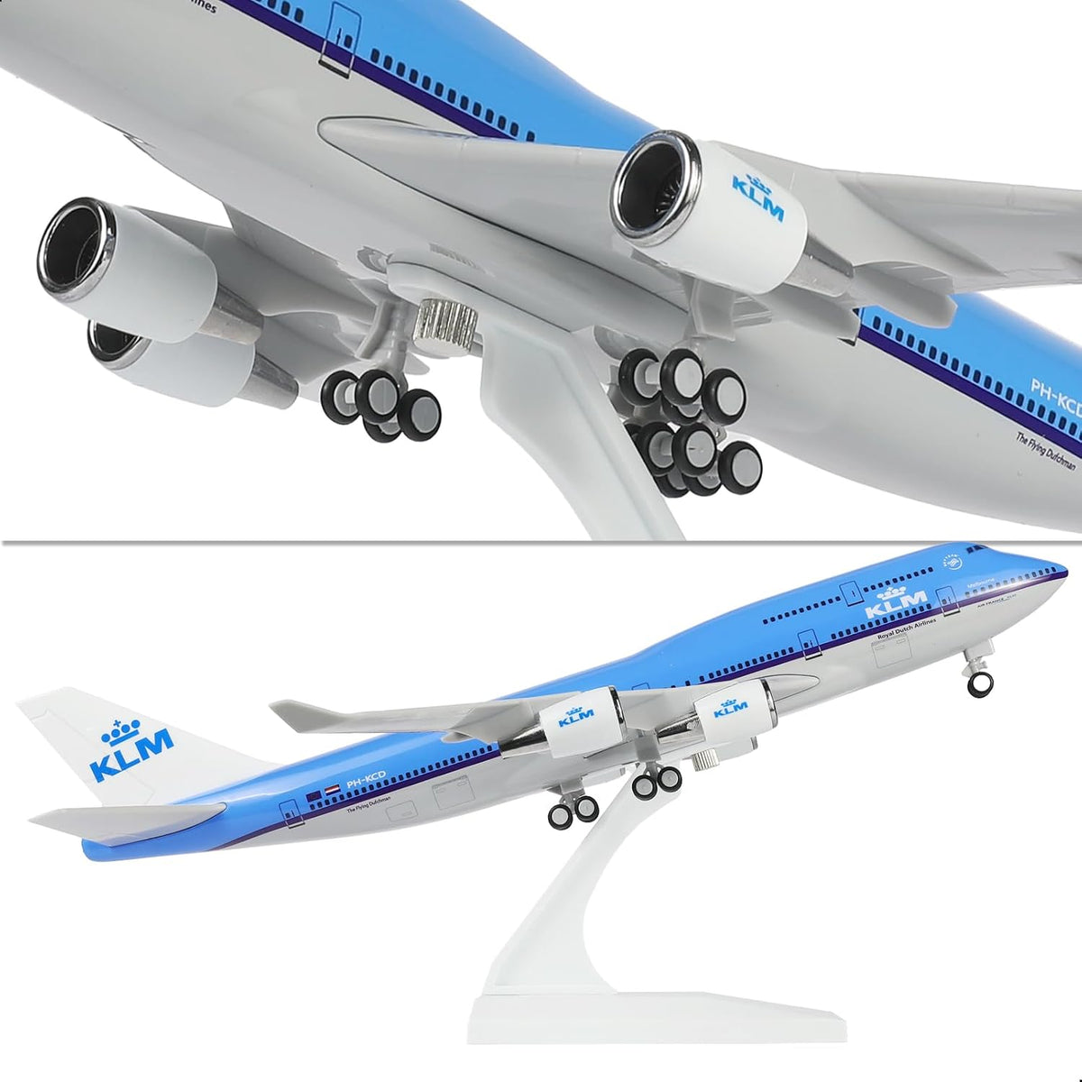 QIYUMOKE 1/240 KLM Boeing 747 Resin Airplane Model with Stand
