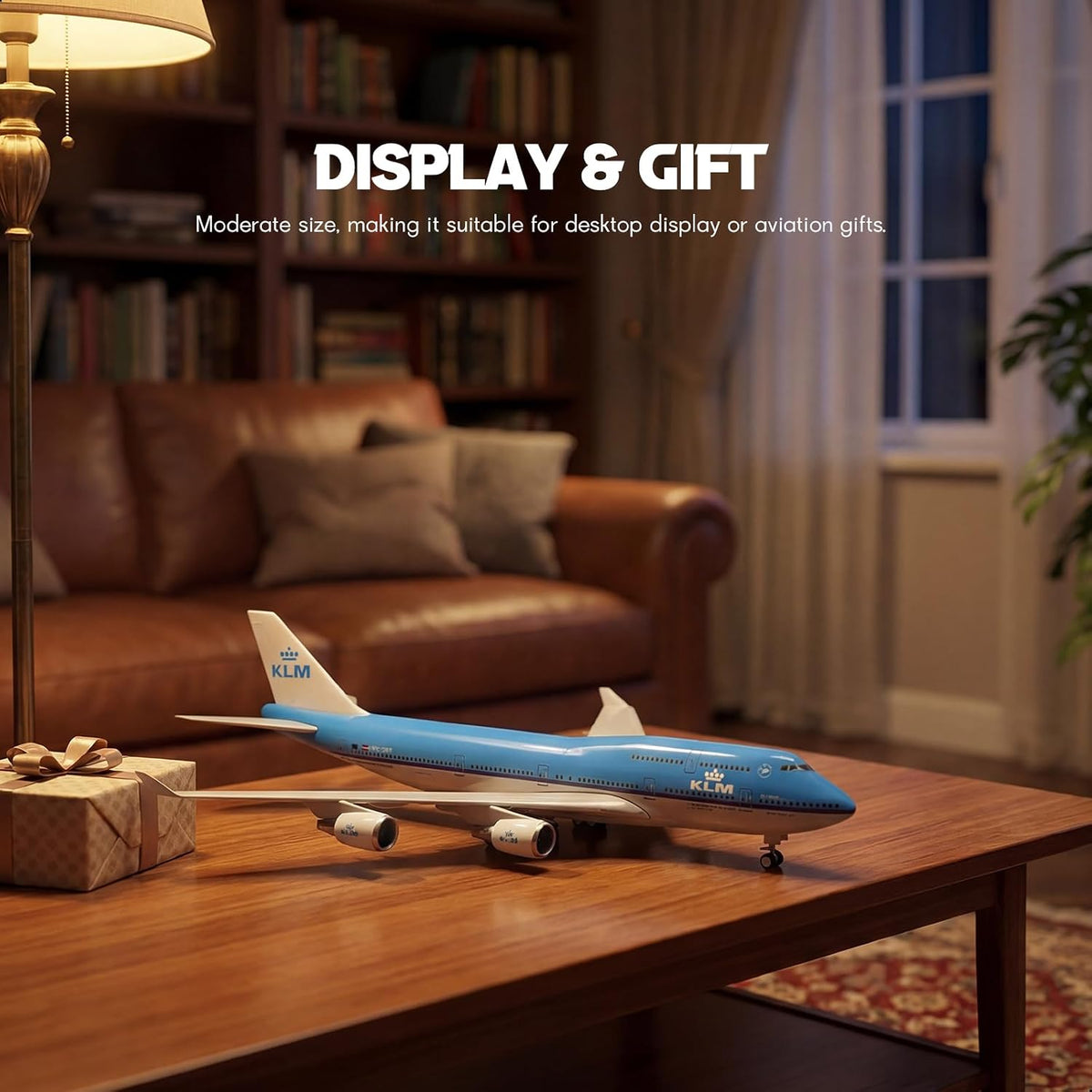 QIYUMOKE 1/240 KLM Boeing 747 Resin Airplane Model with Stand