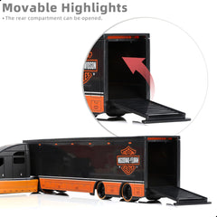 1:64 Diecast Harley Davidson Semi Truck with Trailer - Heavy Alloy Metal Tow Tractor Model