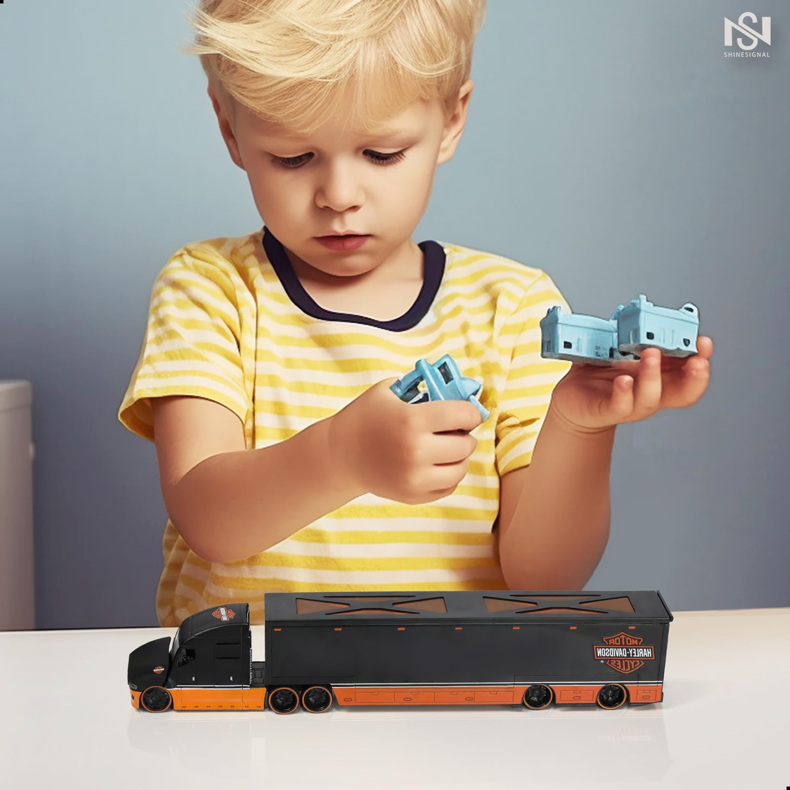 1:64 Diecast Harley Davidson Semi Truck with Trailer - Heavy Alloy Metal Tow Tractor Model