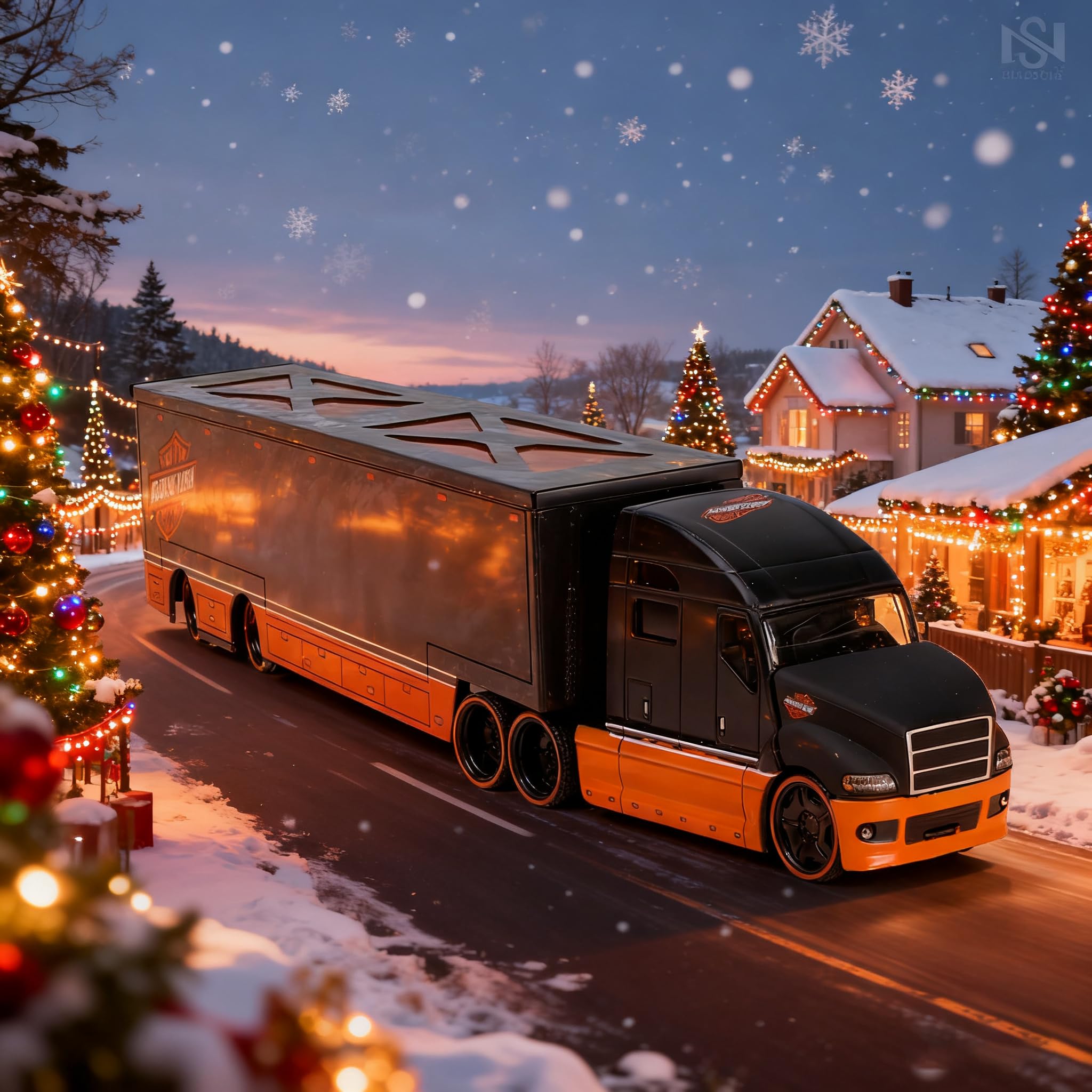 1:64 Diecast Harley Davidson Semi Truck with Trailer - Heavy Alloy Metal Tow Tractor Model