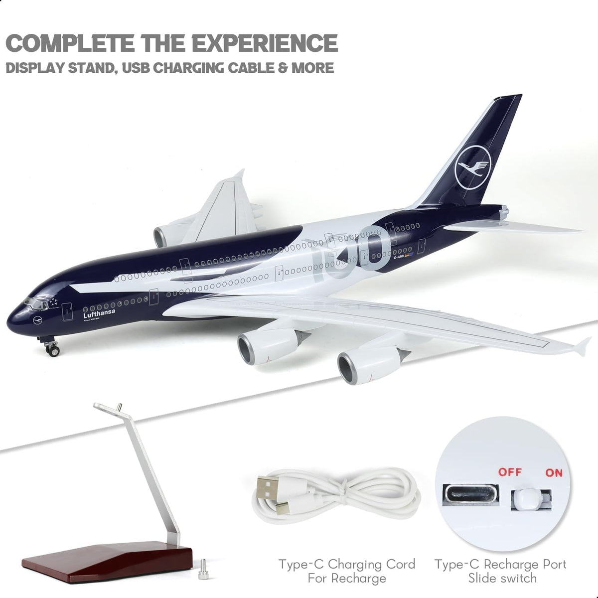 1/160 Lufthansa Airbus A380 Model Plane Resin Airplane Model kit for QIYUMOKE