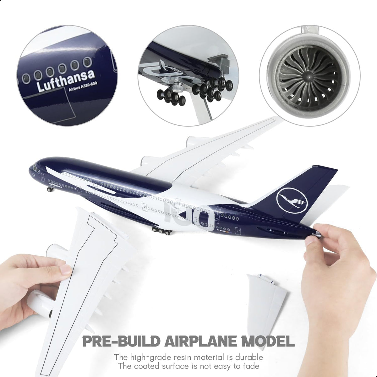1/160 Lufthansa Airbus A380 Model Plane Resin Airplane Model kit for QIYUMOKE