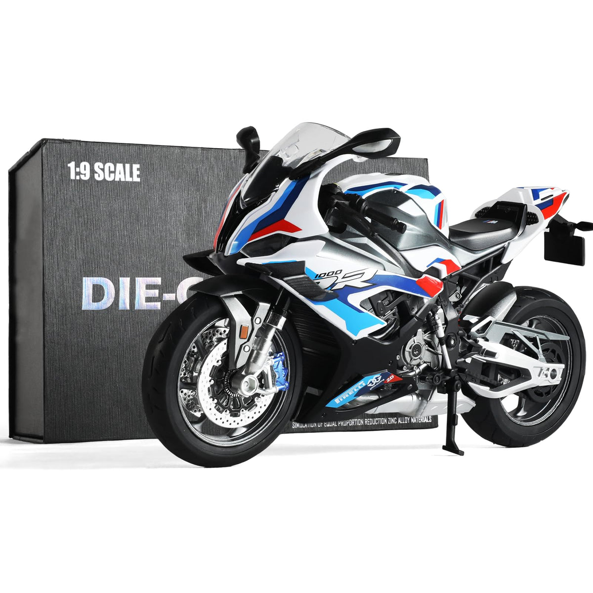 1/9 BMW M1000RR Die-cast Motorcycle Model - Finished Metal Moto Collectible - White