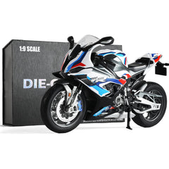 1/9 BMW M1000RR Die-cast Motorcycle Model - Finished Metal Moto Collectible - White