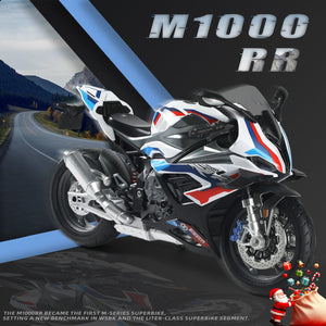1/9 BMW M1000RR Die-cast Motorcycle Model - Finished Metal Moto Collectible - White