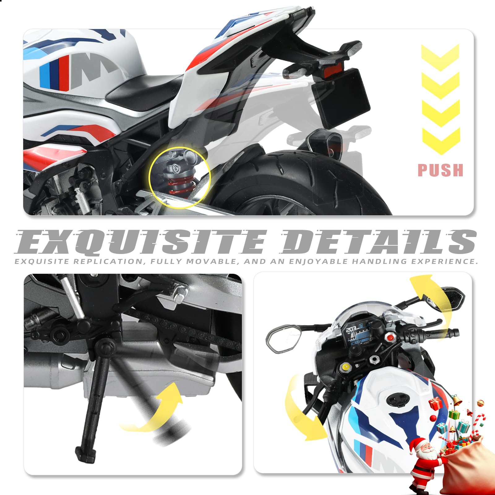 1/9 BMW M1000RR Die-cast Motorcycle Model - Finished Metal Moto Collectible - White