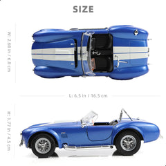1/24 Shelby Cobra 427 S/C Diecast Metal Model - Classic Blue Vintage Racing Car Replica, Collectible Static Display for Adults