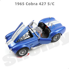 1/24 Shelby Cobra 427 S/C Diecast Metal Model - Classic Blue Vintage Racing Car Replica, Collectible Static Display for Adults