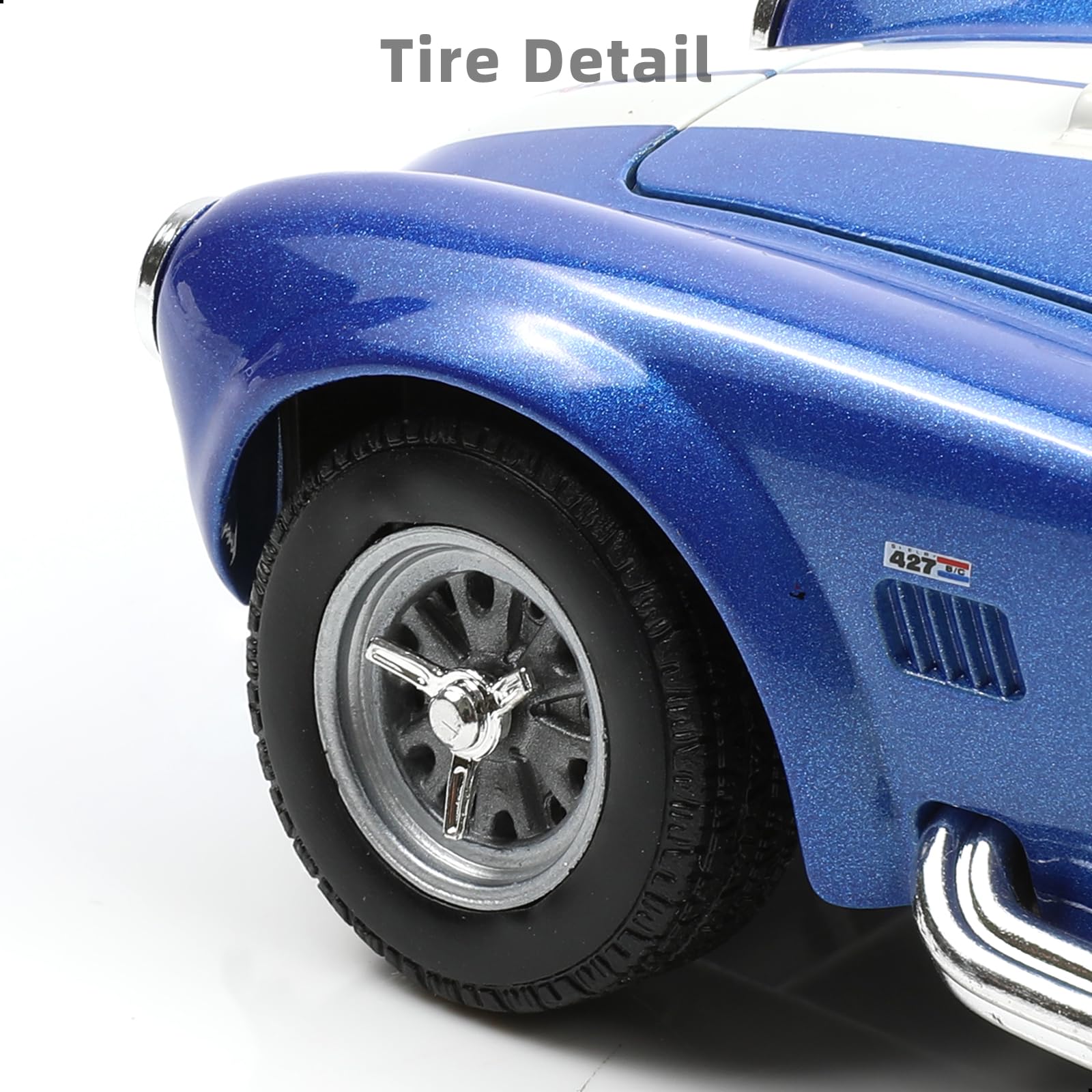 1/24 Shelby Cobra 427 S/C Diecast Metal Model - Classic Blue Vintage Racing Car Replica, Collectible Static Display for Adults