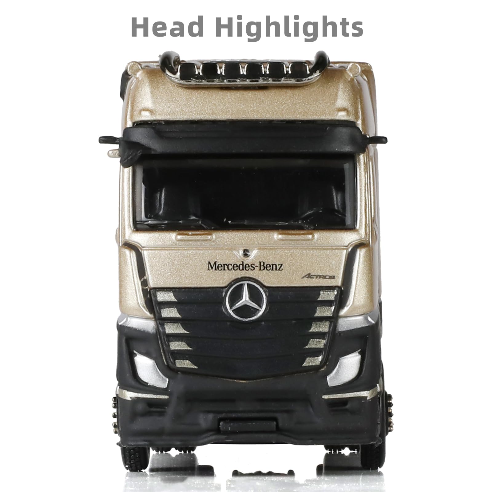 1/64 Mercedes-Benz Semi Truck Diecast Metal Model - Tow Truck Transport Vehicle, Gold Edition Collectible for Boys and Adults