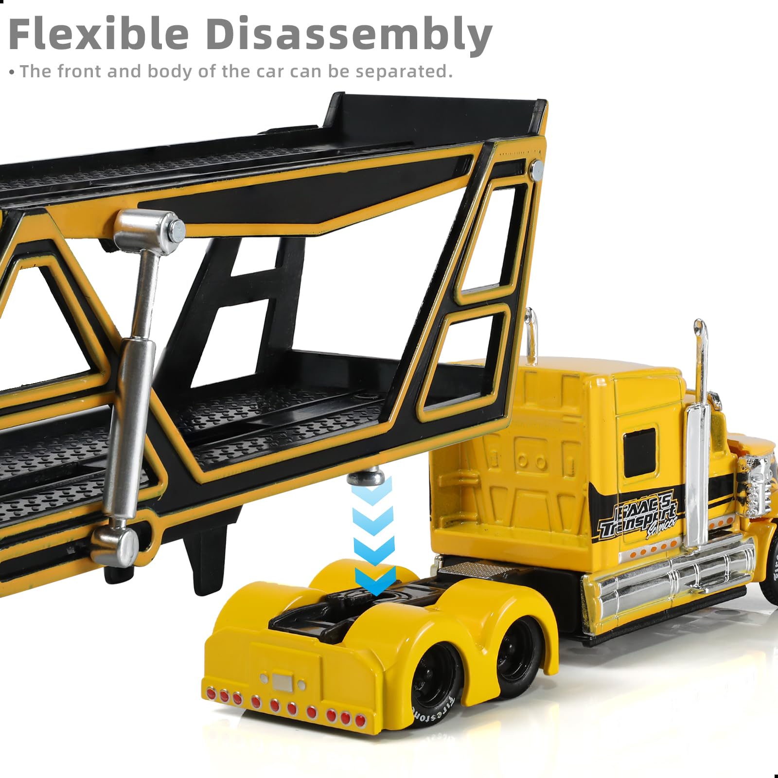 1/50 Die-cast Car Transport Semi Truck Trailer Scale Model, Yellow, International Lonestar