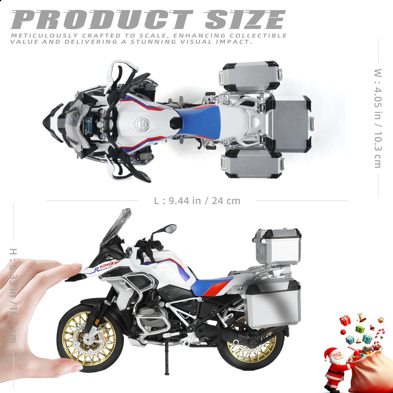 1/9 BMW R125 Die-cast Motorcycle Model - Finished Metal Moto Collectible - Black