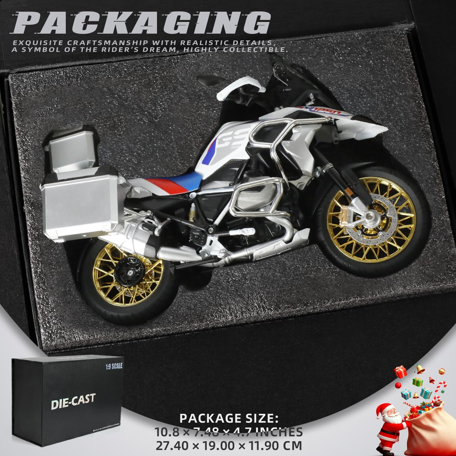 1/9 BMW R125 Die-cast Motorcycle Model - Finished Metal Moto Collectible - Black