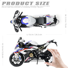 1/9 BMW S1000RR Die-cast Motorcycle Model - Finished Metal Moto Collectible - White
