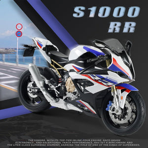 1/9 BMW S1000RR Die-cast Motorcycle Model - Finished Metal Moto Collectible - White