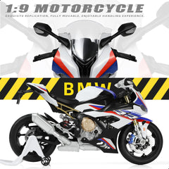 1/9 BMW S1000RR Die-cast Motorcycle Model - Finished Metal Moto Collectible - White