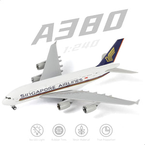 QIYUMOKE 1/240 Singapore Airbus A380 Airplane Model with Display Stand