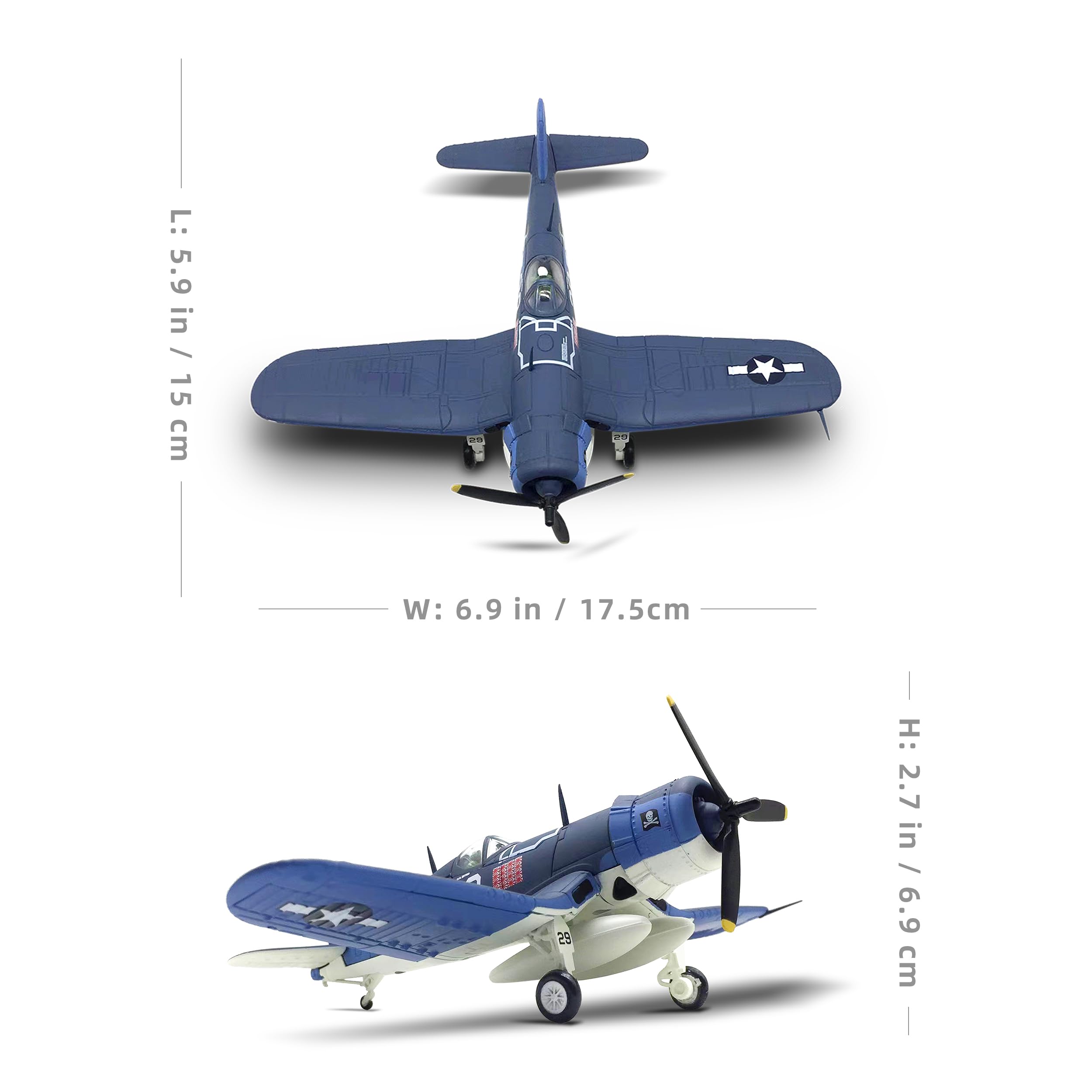 1/72 Vought F4U Corsair Diecast Metal Model - WWII US Navy Fighter Aircraft with Stand by NUOTIE
