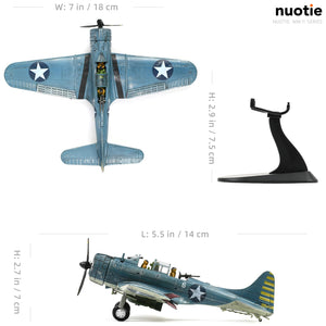 NUOTIE Model Douglas SBD Dauntless navy diecast aircraft with stand, front view