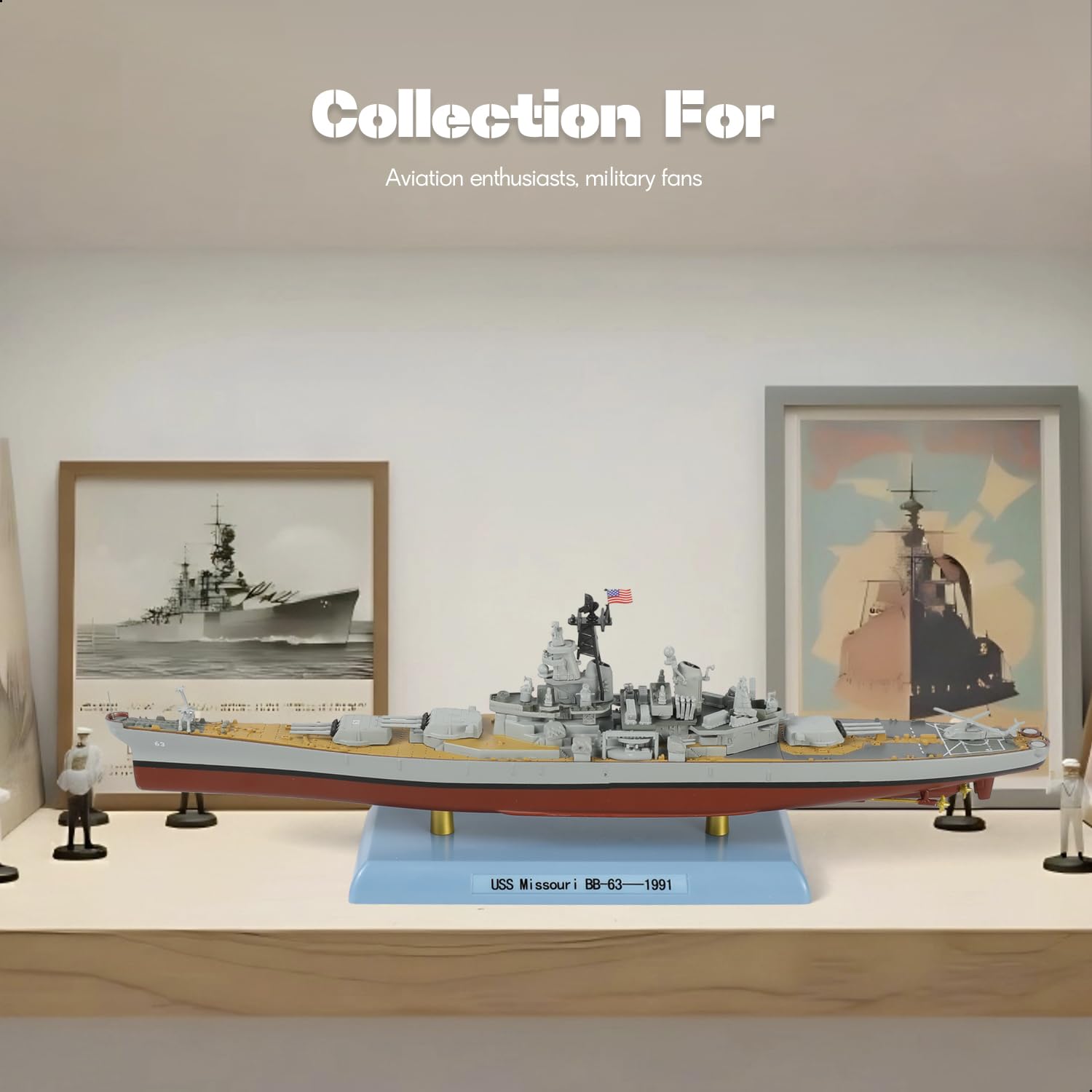 1/1000 USS Missouri (BB-63) Diecast Battleship Model, 1991 Gulf War Configuration Display