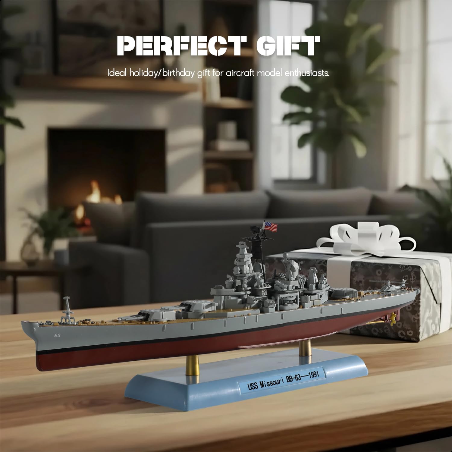 1/1000 USS Missouri (BB-63) Diecast Battleship Model, 1991 Gulf War Configuration Display