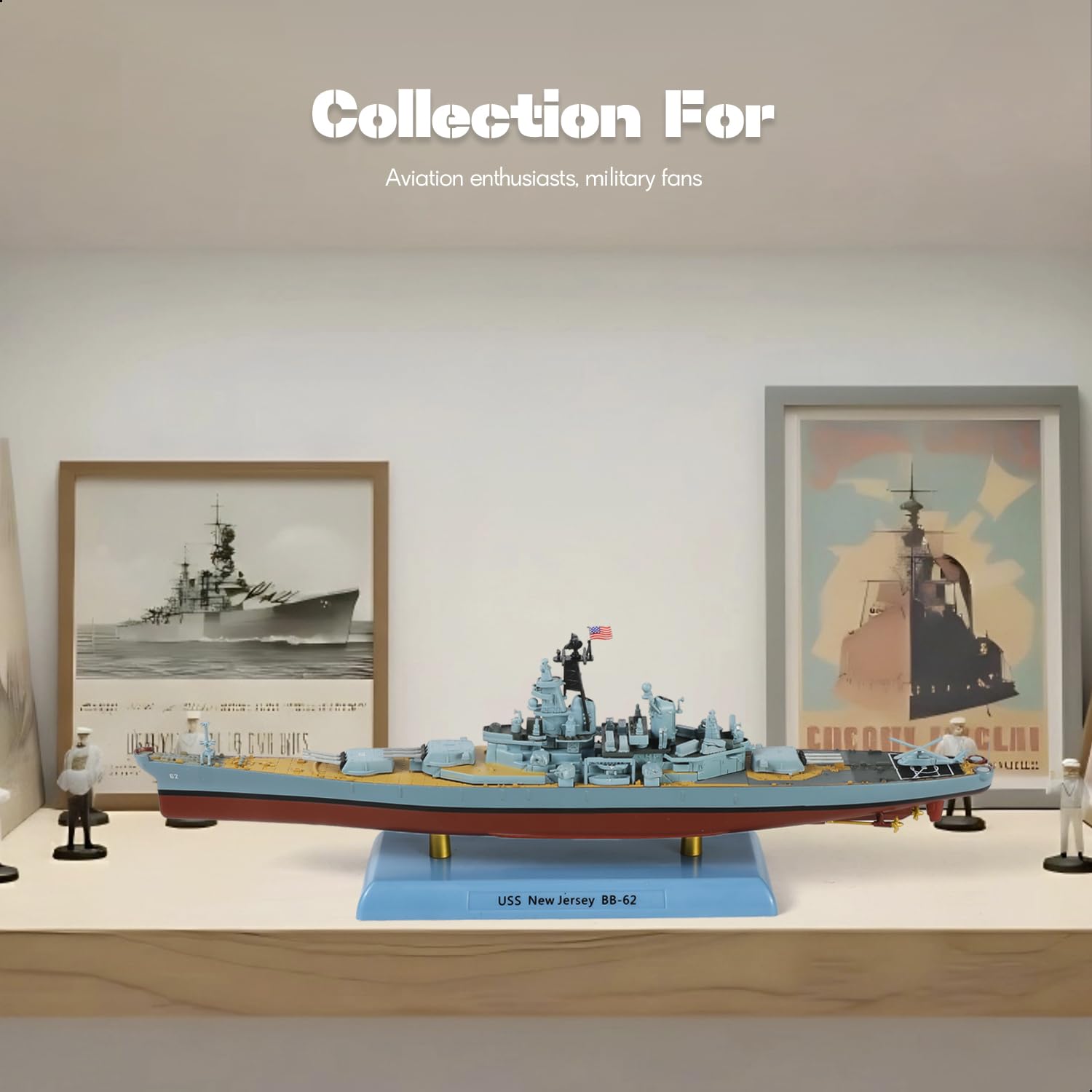 1/1000 USS New Jersey (BB-62) Diecast Battleship Model, Pre-Built Warship Display