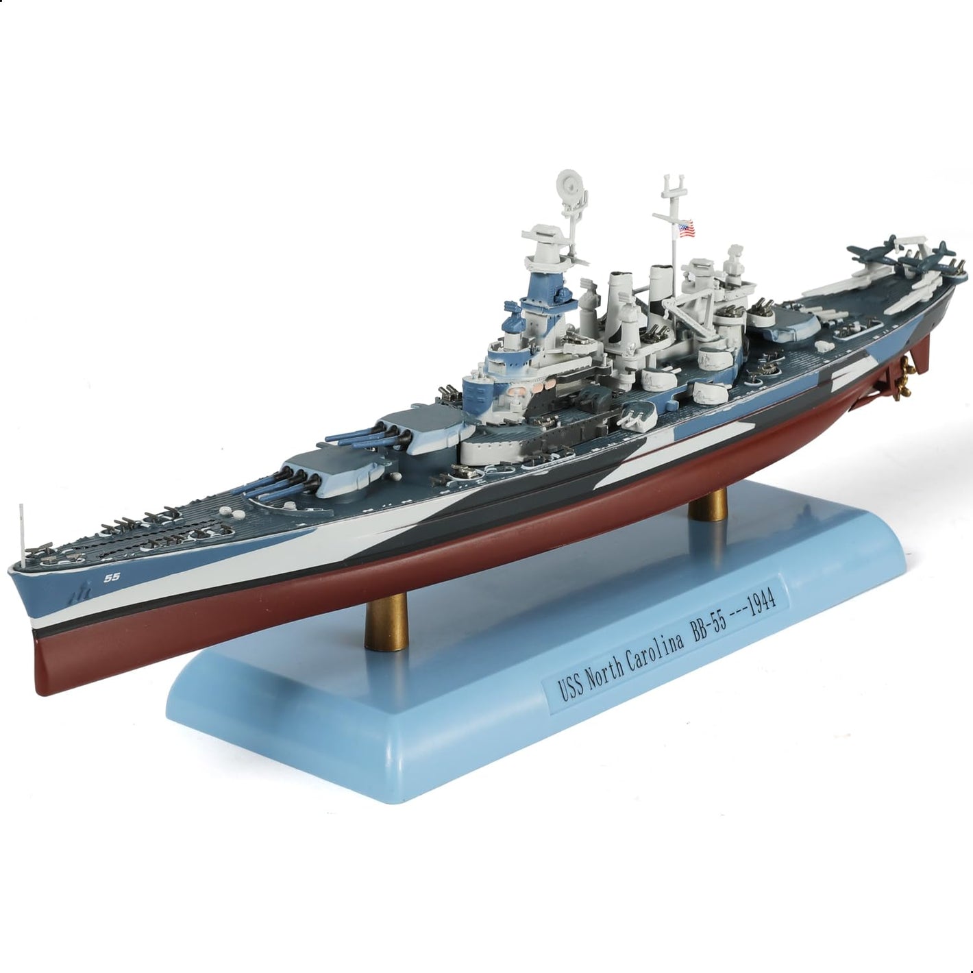 1/1000 USS North Carolina (BB-55) Diecast Battleship Model, Pre-Built Warship Display