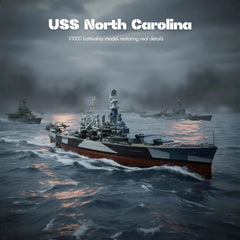 1/1000 USS North Carolina (BB-55) Diecast Battleship Model, Pre-Built Warship Display