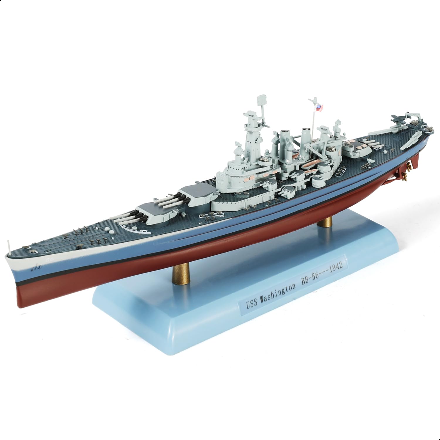 1/1000 USS Washington (BB-56) Diecast Battleship Model, Pre-Built Warship Display