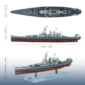 1/1000 USS Washington (BB-56) Diecast Battleship Model, Pre-Built Warship Display