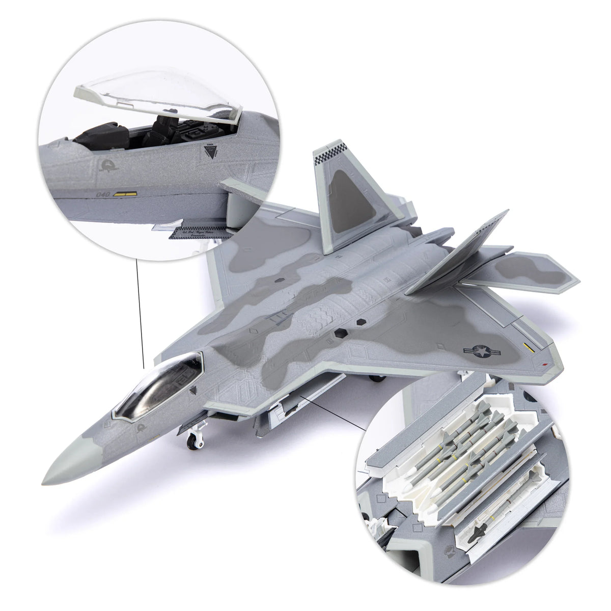 NUOTIE F-22 Raptor model with cockpit detail, aircraft view