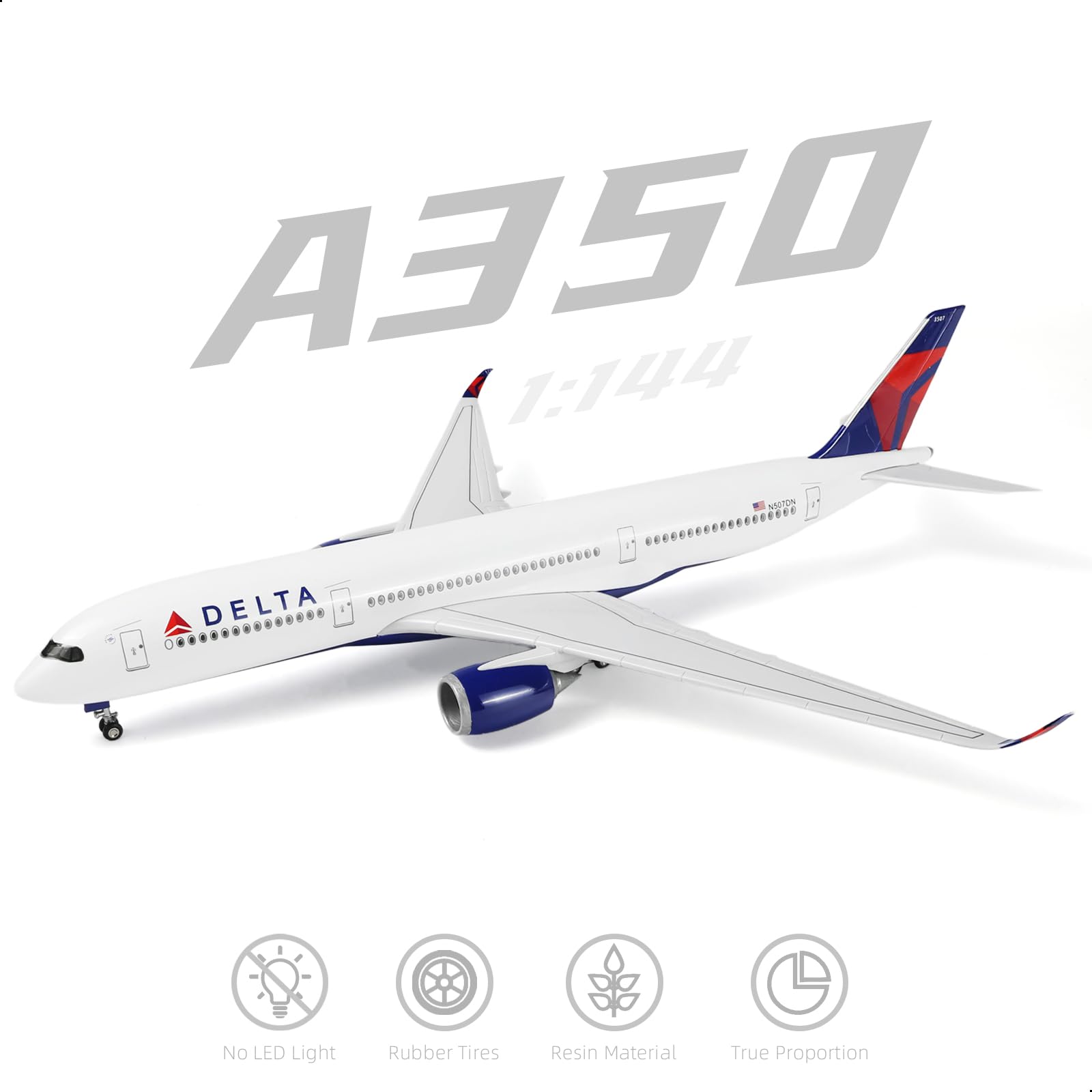 1/144 Airbus A350 Dreamliner Passenger Airliner Model, Resin Collector's Display by QIYUMOKE