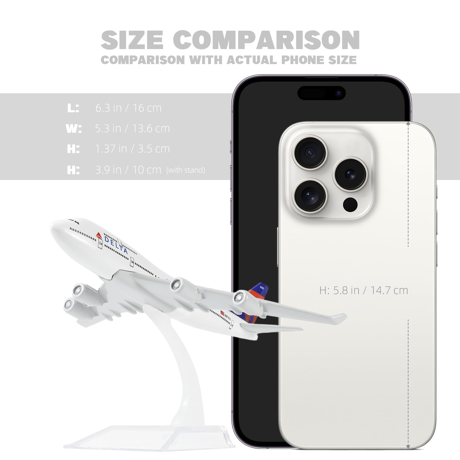 1/400 Diecast Metal Boeing 747 Passenger Jet Aircraft Model, Collector's Display by QIYUMOKE