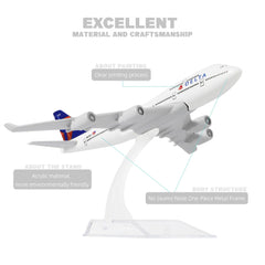1/400 Diecast Metal Boeing 747 Passenger Jet Aircraft Model, Collector's Display by QIYUMOKE
