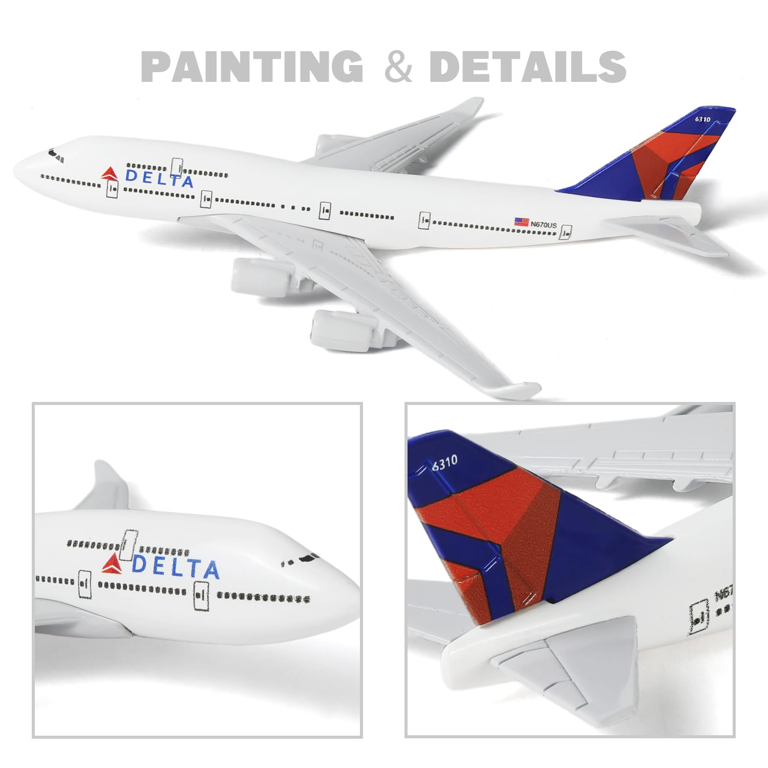 1/400 Diecast Metal Boeing 747 Passenger Jet Aircraft Model, Collector's Display by QIYUMOKE