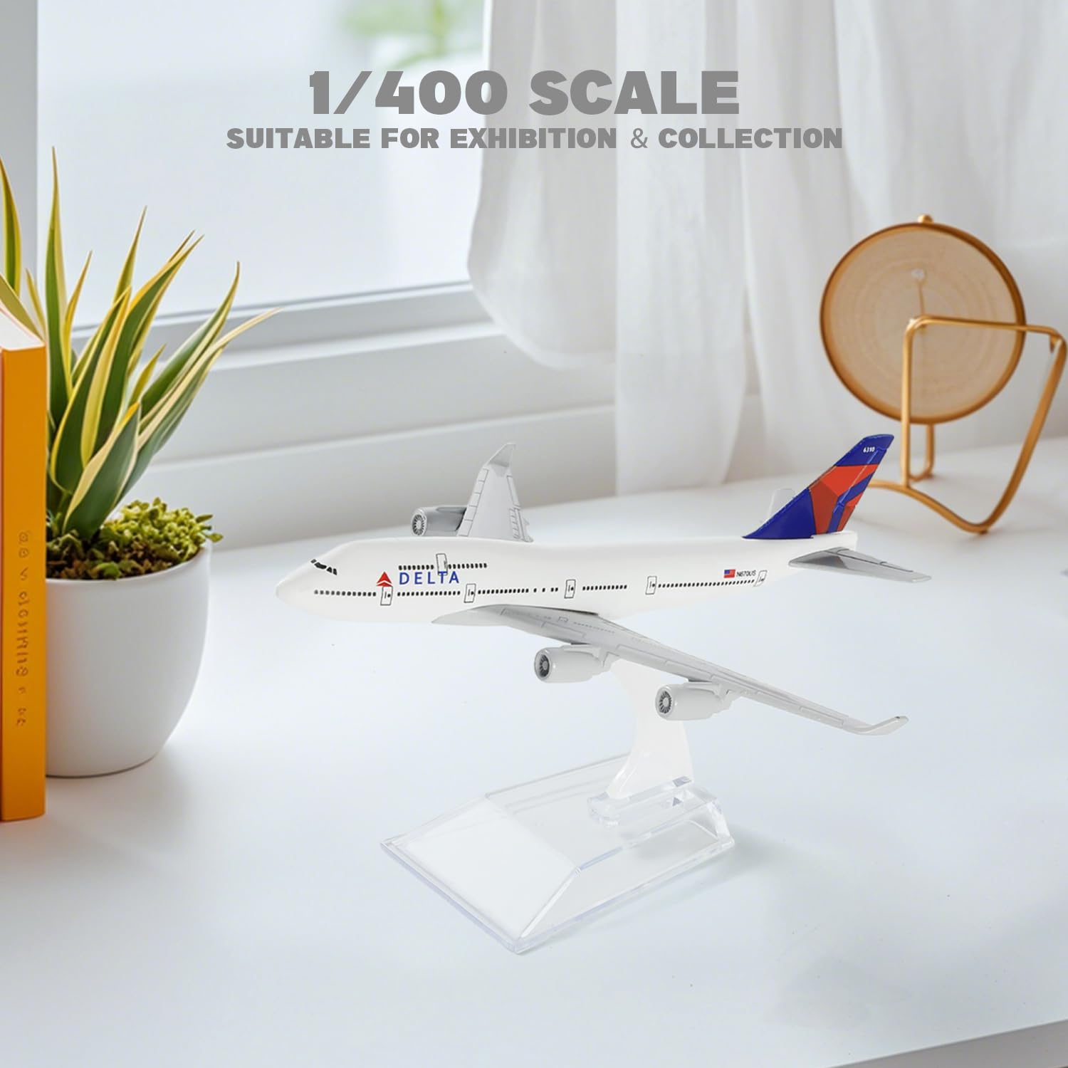 1/400 Diecast Metal Boeing 747 Passenger Jet Aircraft Model, Collector's Display by QIYUMOKE