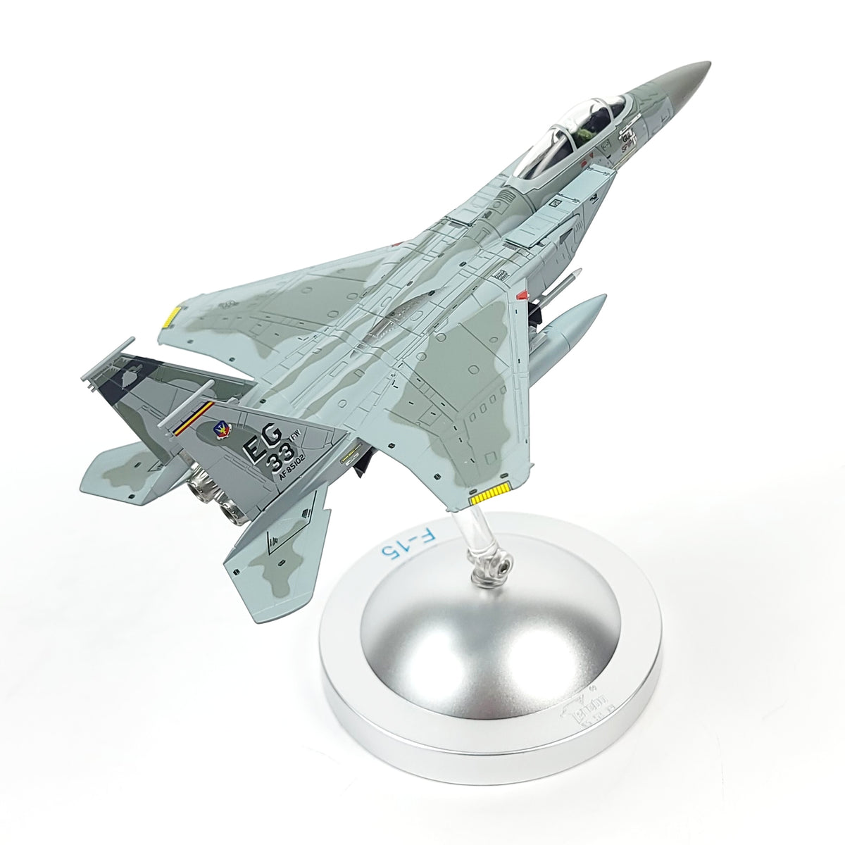 1/100 Scale F-15C Eagle Diecast Metal Model - USAF "Gulf Spirit" Fighter Jet with Stand