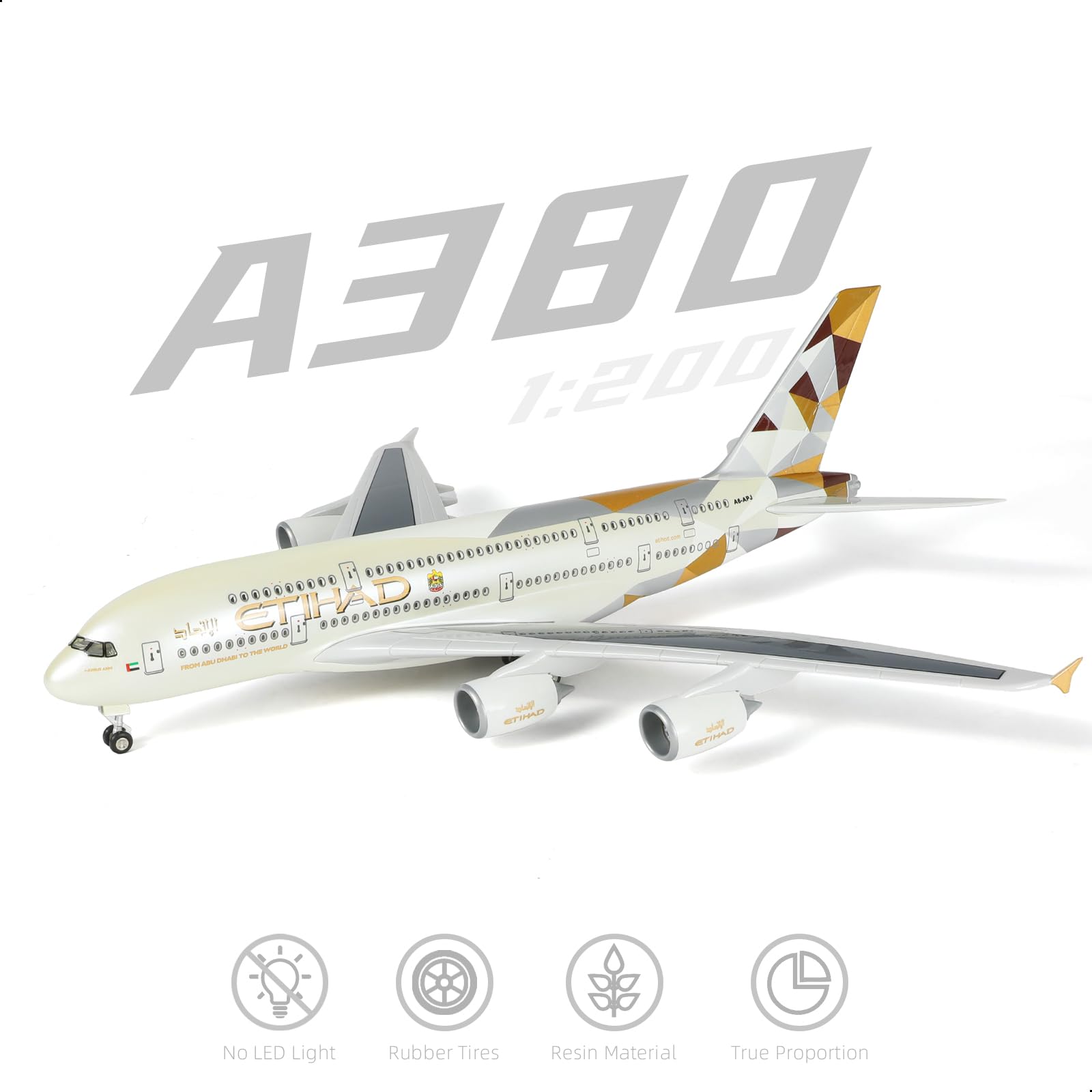 1/200 Resin Airbus A380 Passenger Airliner Model, Collector's Tabletop Display by QIYUMOKE