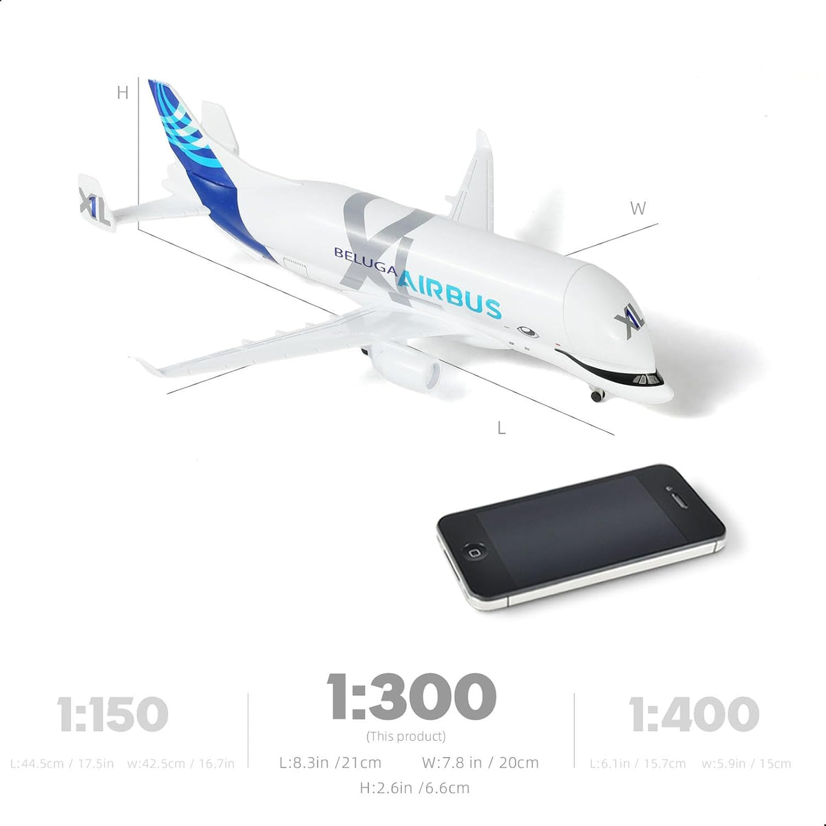 QIYUMOKE 1/300 Airbus A330 Beluga XL Diecast Metal Model with Stand
