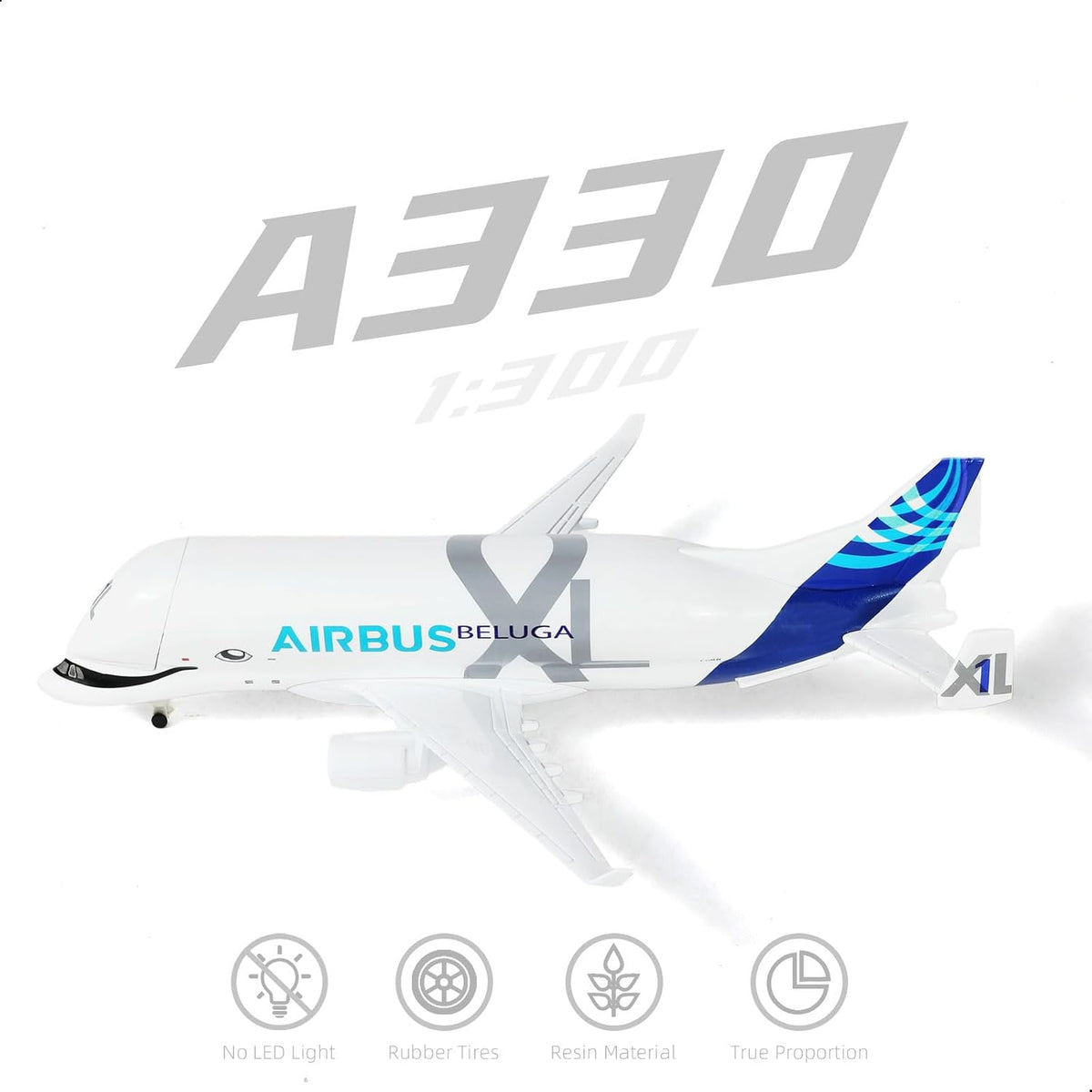 QIYUMOKE 1/300 Airbus A330 Beluga XL Diecast Metal Model with Stand