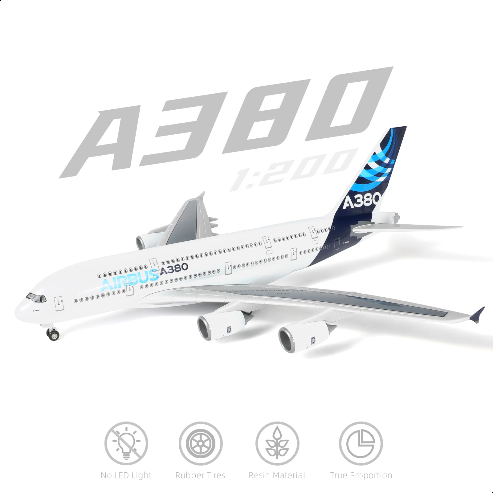 1/200 Airbus A380 Prototype Airliner Model, Resin Collector's Tabletop Display by QIYUMOKE