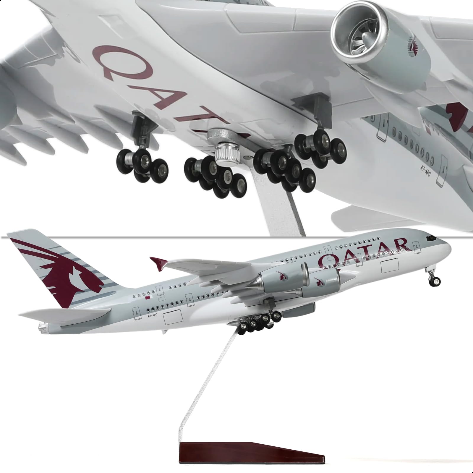 1/200 Qatar Airways Airbus A380 Passenger Jet Model, Resin Collector's Tabletop Display by QIYUMOKE