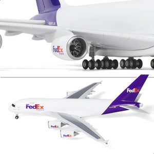 QIYUMOKE 1/200 Airbus A380 diecast model plane, close-up of engines and wings