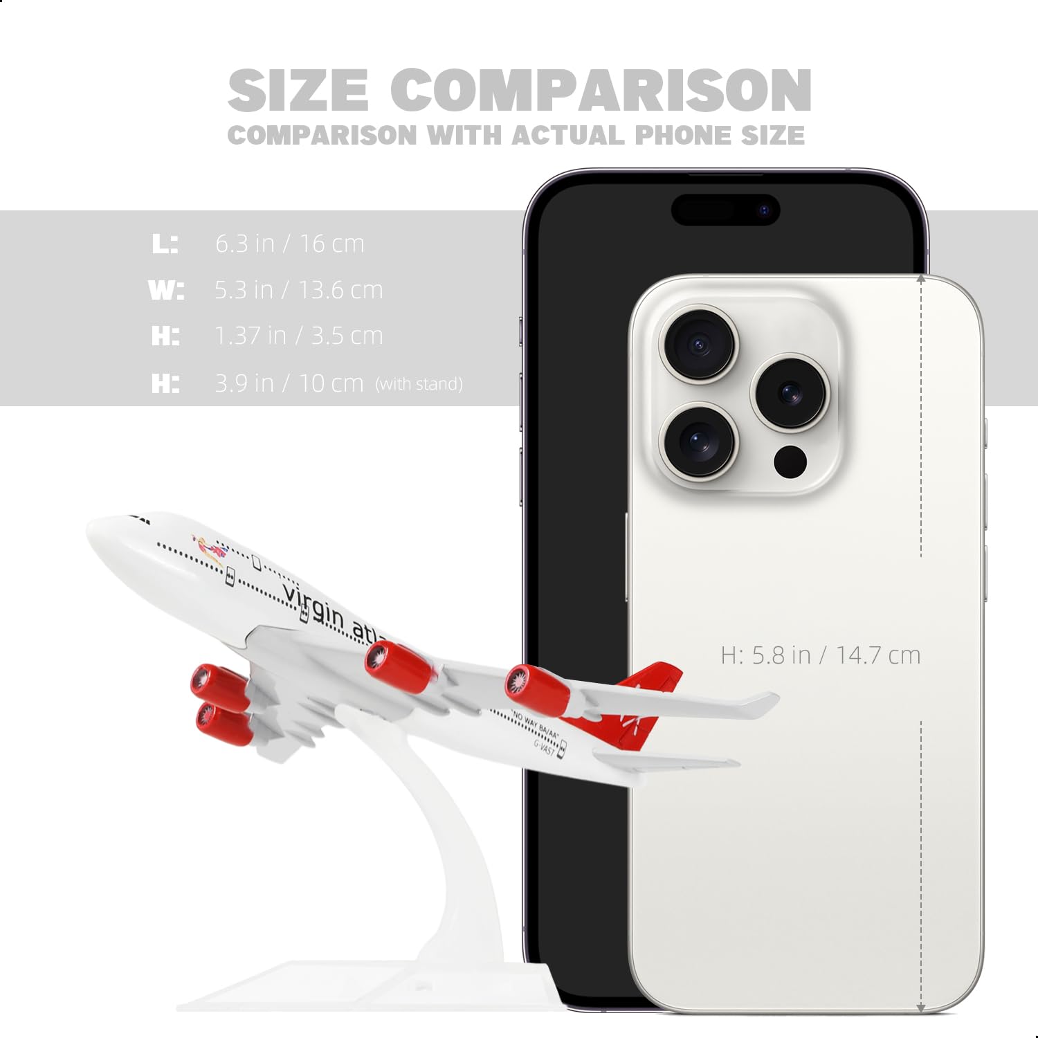 1/400 Diecast Metal Virgin Atlantic Boeing 747 Passenger Airliner Model, Collector's Display by QIYUMOKE