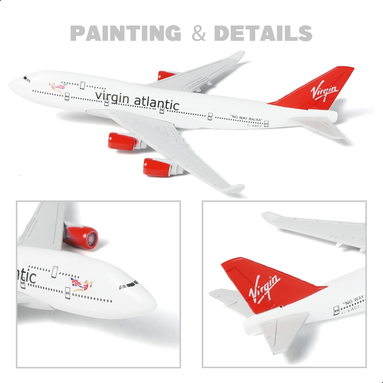 1/400 Diecast Metal Virgin Atlantic Boeing 747 Passenger Airliner Model, Collector's Display by QIYUMOKE