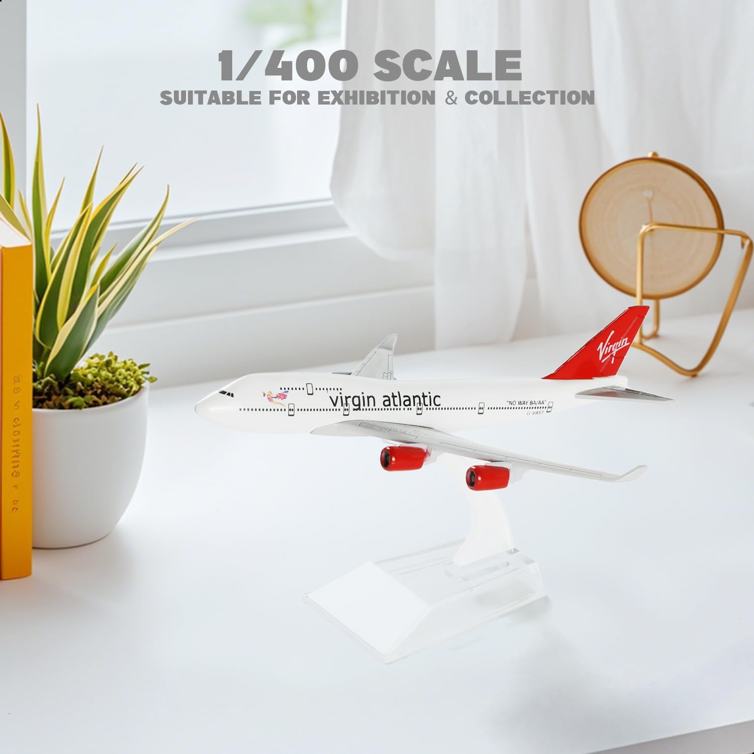 1/400 Diecast Metal Virgin Atlantic Boeing 747 Passenger Airliner Model, Collector's Display by QIYUMOKE