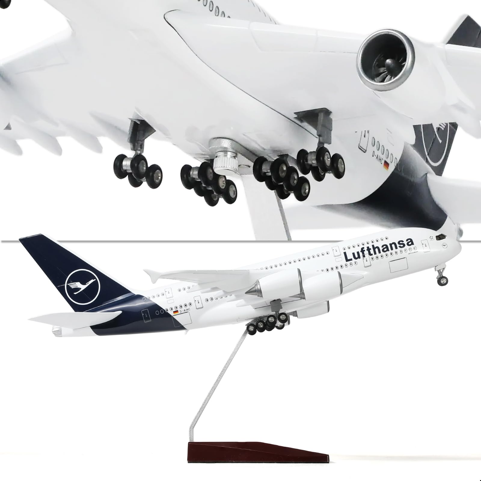 1/200 Lufthansa Airbus A380 Passenger Jet Model, Resin Collector's Tabletop Display by QIYUMOKE